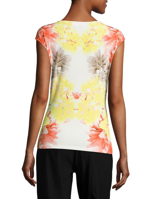 calvin klein floral pleat neck cam